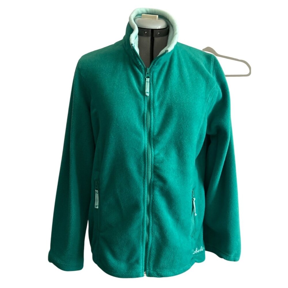 Cabelas Womens Green Fleece Long Sleeve Jacket M/M With Full Zip & Pockets
